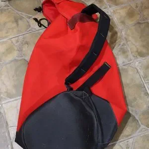 Marlboro Vintage Red Black Large Duffel Bag Drawstring Shoulder Strap Pocket