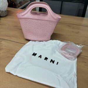 Marni Pink Woven Fabric Mini Satchel