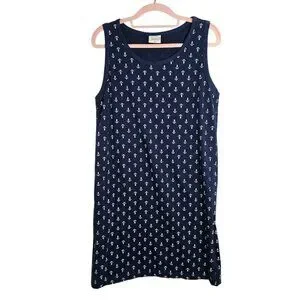 MASTRO BIANCO Coastal Tank Dress NAVY BLUE WHITE ANCHORS size M Nautical Resort