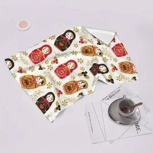 Matroyshka Nesting Doll Hand Towel Red Black Beige 18 X 26-in Polyester NEW