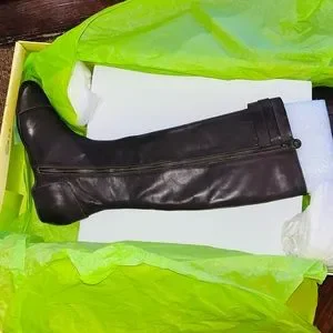 Maxstudio.com Dark Brown Draping Leather Boot Women’s Size 6.5 Fold Over Shaft