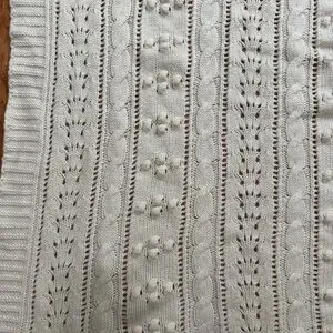 McGee & Co Cream Wool Blend Cable Knit Blanket Size 50” X 60”