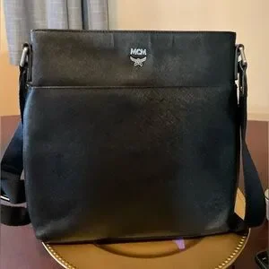 MCM Black Messenger Bag EUC travel everyday minimalist campus normcore sleek