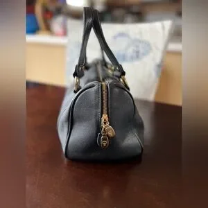 MCM Calfskin Studded Boston Bag Black Authentic