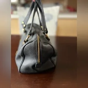 MCM Calfskin Studded Boston Bag Black Authentic