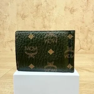 MCM Green Leather Visetos Bifold With Money Clip