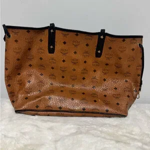Medium MCM Cognac And Black Leather Tote