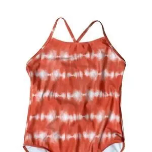 Melrose And Market Tie-Dye One-Piece Swimsuit Soft Orange White Girls 12 NWOT