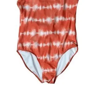 Melrose And Market Tie-Dye One-Piece Swimsuit Soft Orange White Girls 12 NWOT