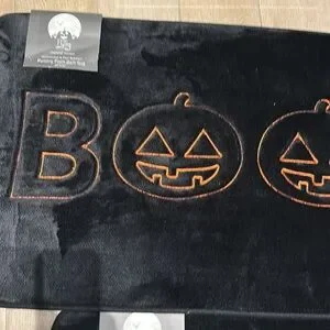 Memory Foam Pumpkin Boo Bath Rug Set