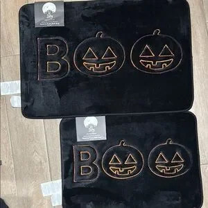 Memory Foam Pumpkin Boo Bath Rug Set