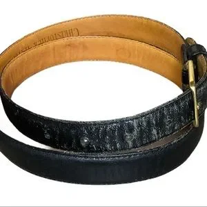 Men's Christopher Hayes Black Leather Belt Size 34