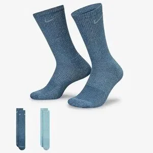 Men's Nike Everyday Plus Dri-FIT Cushioned Crew Socks 2 Pack Blue