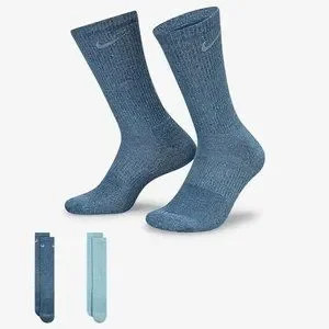 Men's Nike Everyday Plus Dri-FIT Cushioned Crew Socks 2 Pack Blue