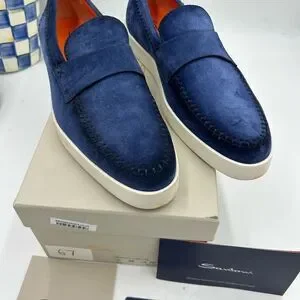Men's Santoni Suede Loafers Size 10 US Made In Italy
