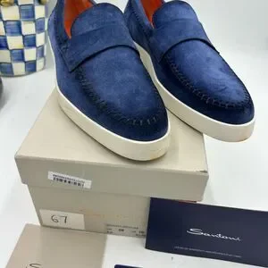 Men's Santoni Suede Loafers Size 10 US Made In Italy