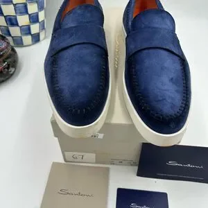 Men's Santoni Suede Loafers Size 10 US Made In Italy
