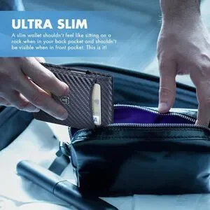 Men’s Slim Wallet With Money Clip RFID Protection ID Window NIB