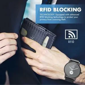 Men’s Slim Wallet With Money Clip RFID Protection ID Window NIB