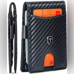 Men’s Slim Wallet With Money Clip RFID Protection ID Window NIB