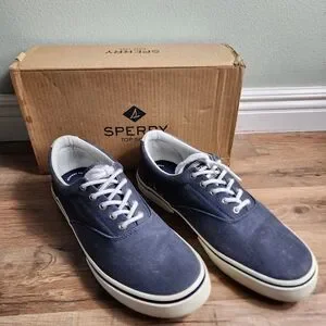 Men's Sperry Halyard CVO Sneaker Washed Navy Size 12