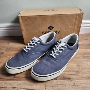 Men's Sperry Halyard CVO Sneaker Washed Navy Size 12