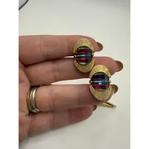 Men's Swank Gold Tone Multicolor Cuff Links & Tie Clip Set One Size
