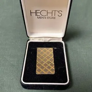 Men Vintage Gold Plated Diamond Pattern Money Clip