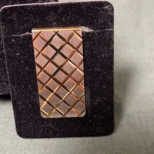 Men Vintage Gold Plated Diamond Pattern Money Clip