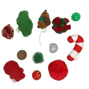 MEOW Christmas Cat Toy Advent Calendar 12-Piece Set Mouse Crinkle Ball NWT New