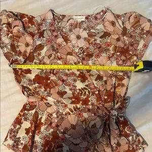 Meraki Floral Wrap Blouse - Red And Cream