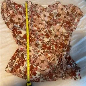 Meraki Floral Wrap Blouse - Red And Cream