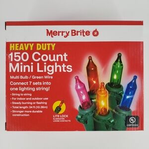 Merry Brite Multi Color Mini Lights 150 Count Heavy Duty String Lights 34 feet