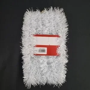Merry Brite White Tinsel Garland 12 Ft Silky Holiday Decor Christmas Tree Crafts