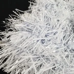 Merry Brite White Tinsel Garland 12 Ft Silky Holiday Decor Christmas Tree Crafts