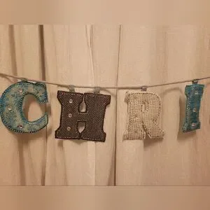 Merry Christmas Fabric Banner Garland Multi Color