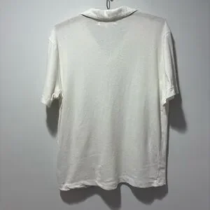Merz B. Schwanen Organic Cotton And Linen Polo Shirt Size Medium White Off White