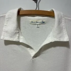 Merz B. Schwanen Organic Cotton And Linen Polo Shirt Size Medium White Off White