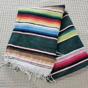 Mexican Wool Serape Blanket Large Size 87x56