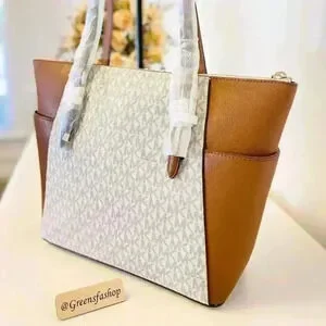 Michael Kors Charlotte Top Zip Tote Shoulder Bag Vanilla