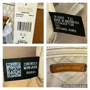 Michael Kors Charlotte Top Zip Tote Shoulder Bag Vanilla