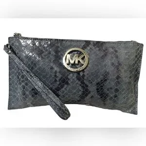 Michael Kors Fulton Snakeskin Print Wristlet Clutch