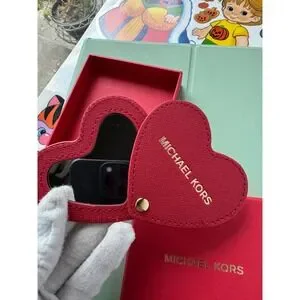 Michael Kors Heart Compact Mirror Red Gold Travel Makeup Gift Boxed New