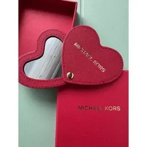 Michael Kors Heart Compact Mirror Red Gold Travel Makeup Gift Boxed New