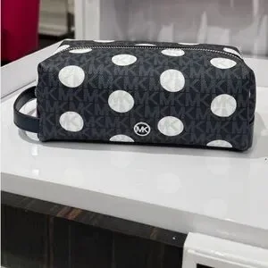 Michael Kors Jet Set Polka Dot Signature Logo Travel Cosmetic Makeup Bag