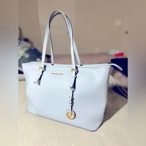 Michael Kors Jet Set Top Zip Tote Bag In Baby Blue (Excellent Condition)