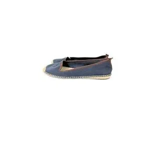 Michael Kors Keli Espadrille Womens SZ 8M Navy Blue Brown And Tan Trim Flat Shoe