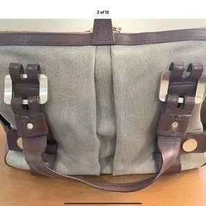 Michael Kors Large Canvas And Leather Harness Grab Handbag