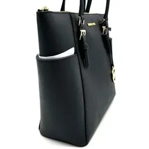 Michael Kors Large Charlotte Tote Bag Leather Black