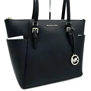 Michael Kors Large Charlotte Tote Bag Leather Black